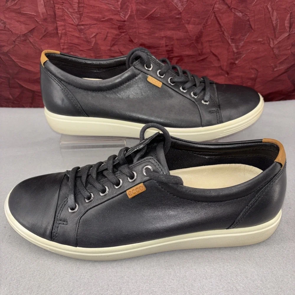 ECCO Soft 7 Black Leather Comfort Walking Sneakers Casual Shoes Womens Size 9 EC